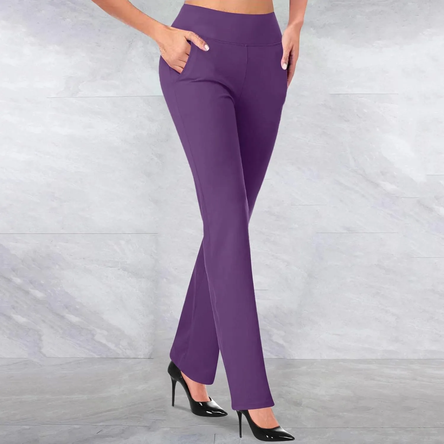 Work Slacks for Women 2025 Knit High Waist Office Dress Petite Yoga Pants Business Casual Pant Trousers Pantalones