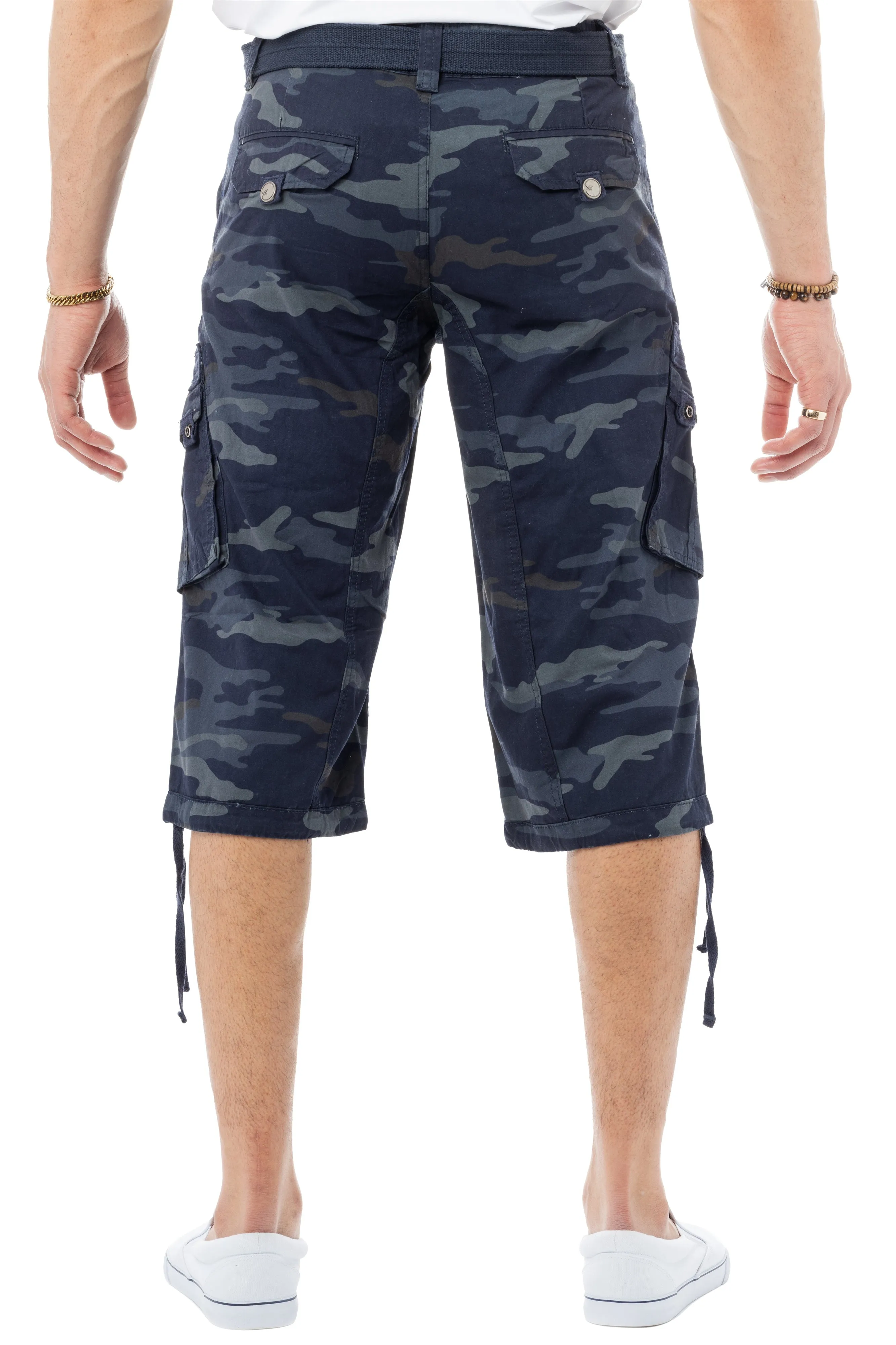 X RAY Mens Belted 18" Inseam Below Knee Long Cargo Shorts With Draw Cord Big & Tall Available