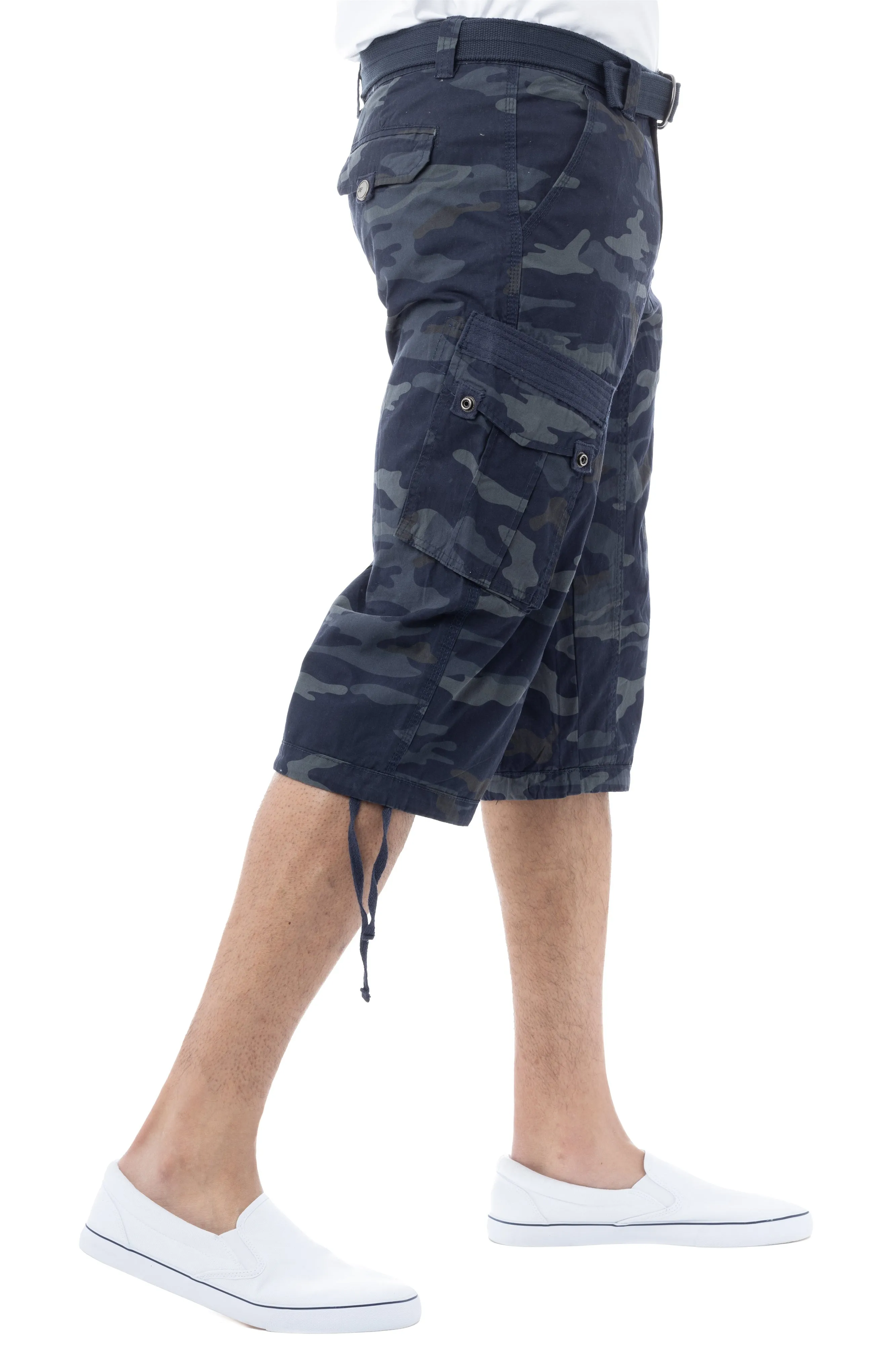 X RAY Mens Belted 18" Inseam Below Knee Long Cargo Shorts With Draw Cord Big & Tall Available