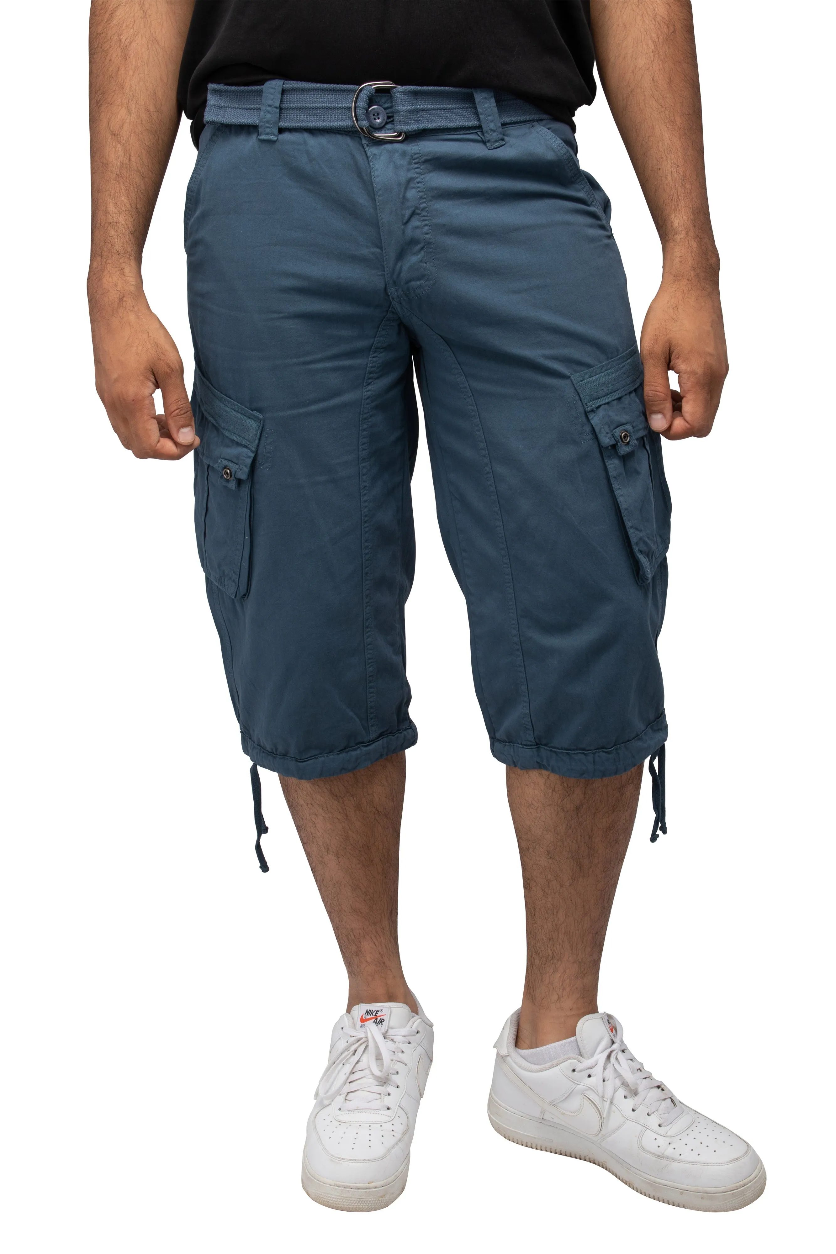 X RAY Mens Belted 18" Inseam Below Knee Long Cargo Shorts With Draw Cord Big & Tall Available