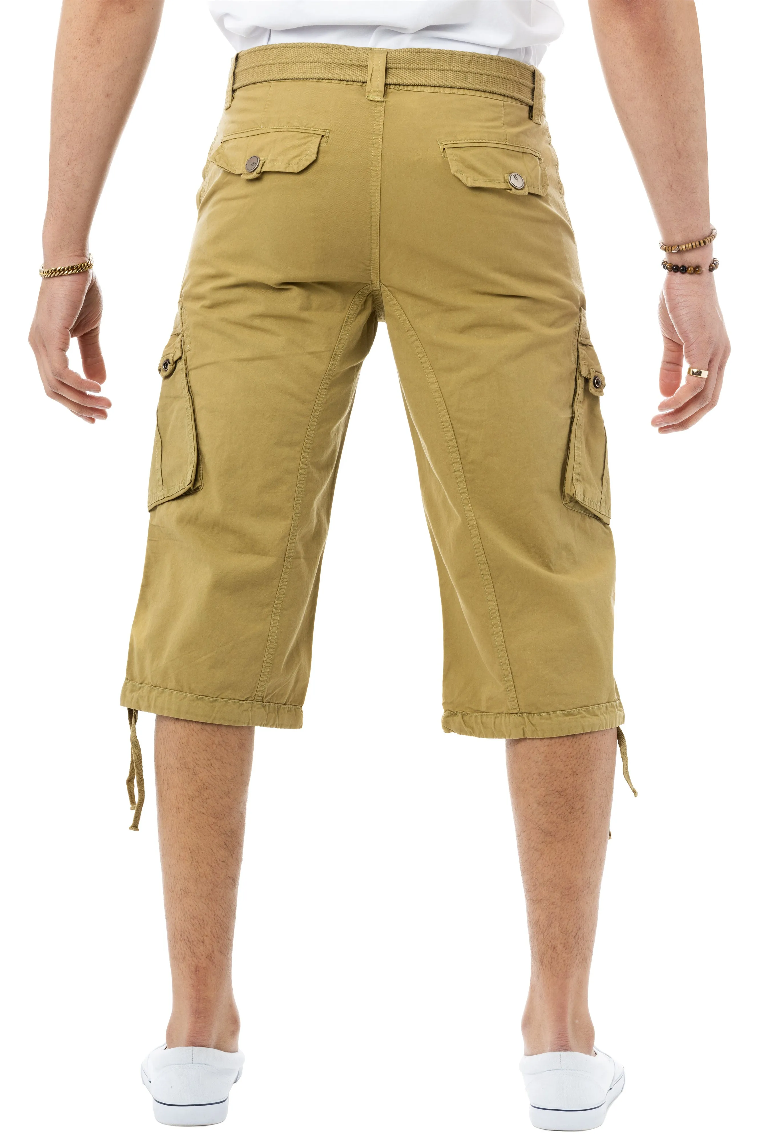 X RAY Mens Belted 18" Inseam Below Knee Long Cargo Shorts With Draw Cord Big & Tall Available