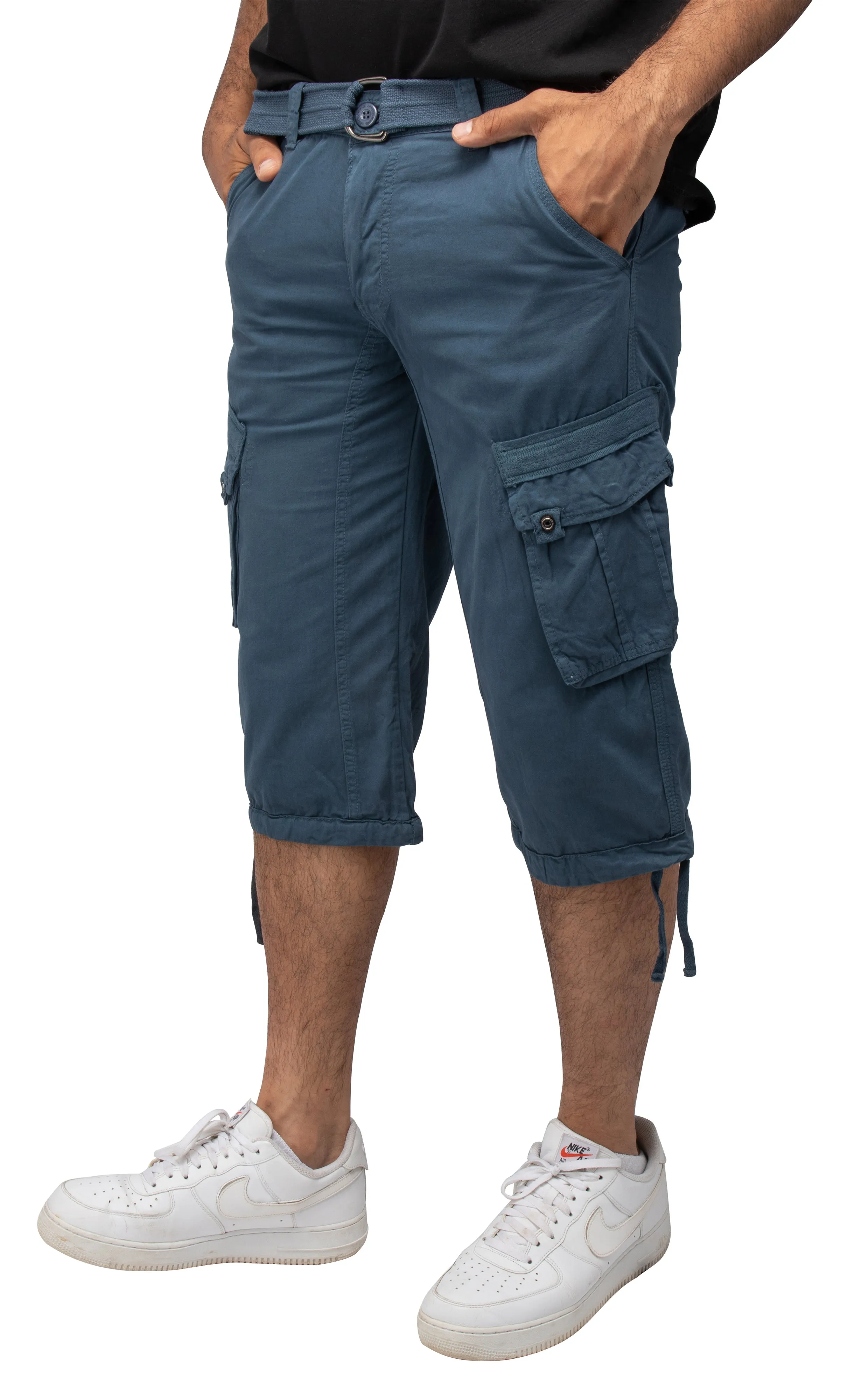 X RAY Mens Belted 18" Inseam Below Knee Long Cargo Shorts With Draw Cord Big & Tall Available