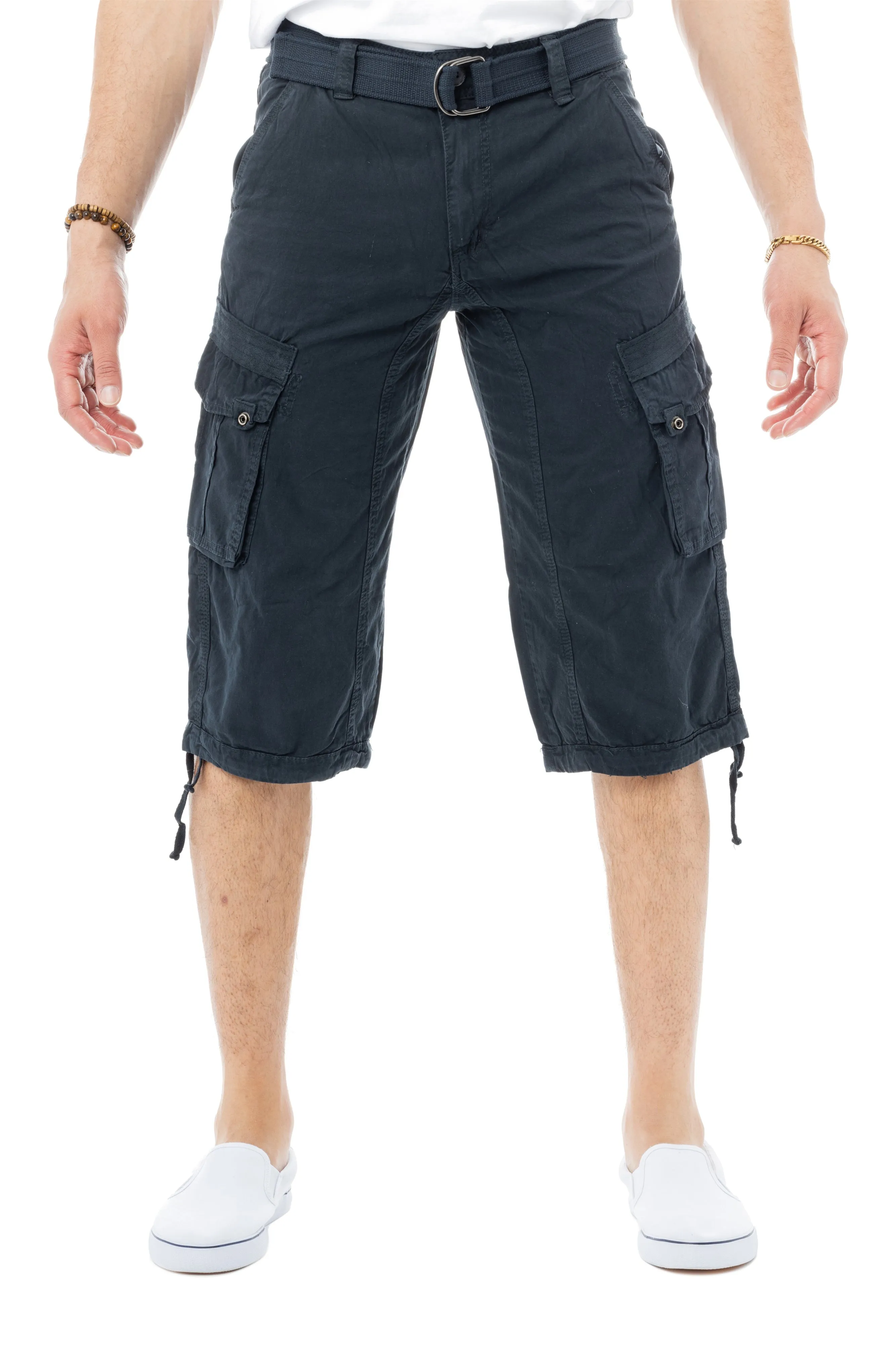 X RAY Mens Belted 18" Inseam Below Knee Long Cargo Shorts With Draw Cord Big & Tall Available